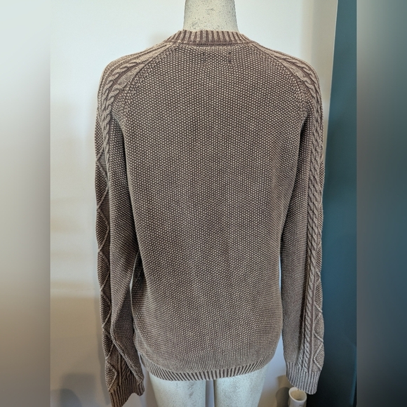 Hudson Cable Knit Acid Wash Brown Cotton Sweater Size large - Picture 6 of 11